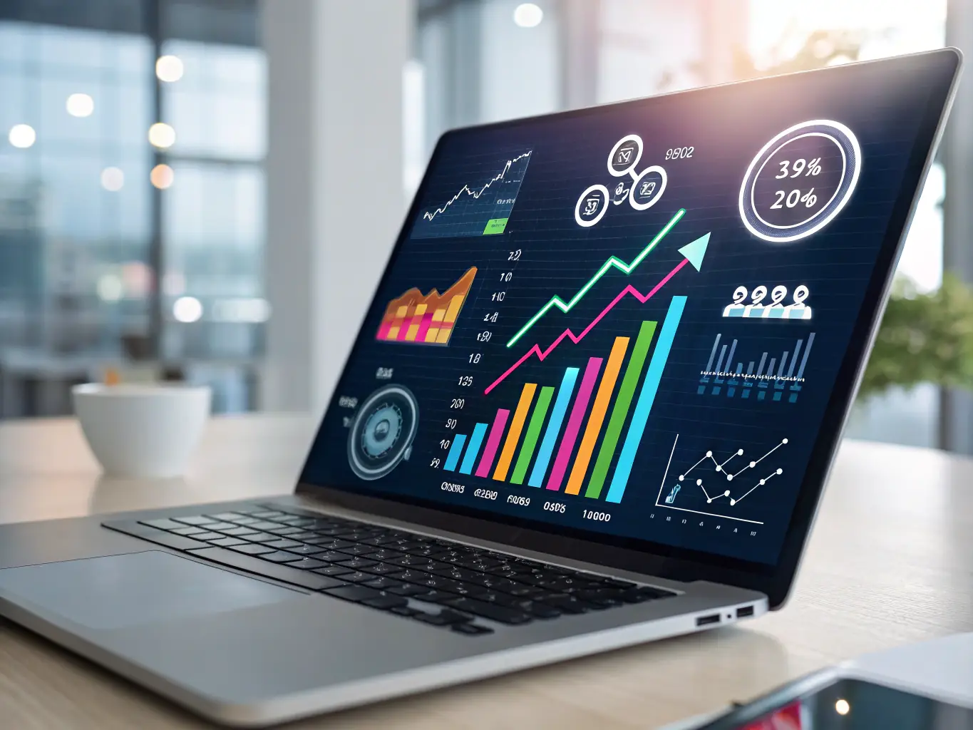 A digital marketing dashboard showing ad performance metrics across multiple platforms, illustrating VISUAL MEDIA's expertise in online advertising.